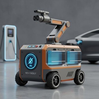 Portable Fire Extinguishing Robot with Lithium Battery Driven Wireless Remote Control and Small Size for Urban Vehicle Fires